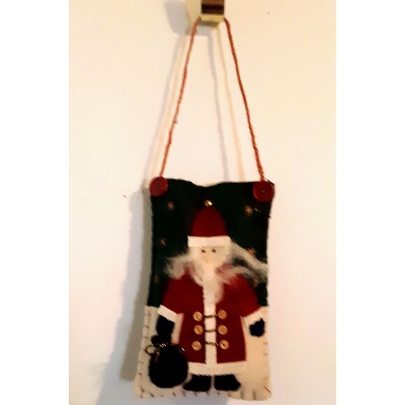 Felt Santa Door/Wall Hanger Handmade Buttons Christmas Cottage  Boho Farmhouse - Picture 2 of 3